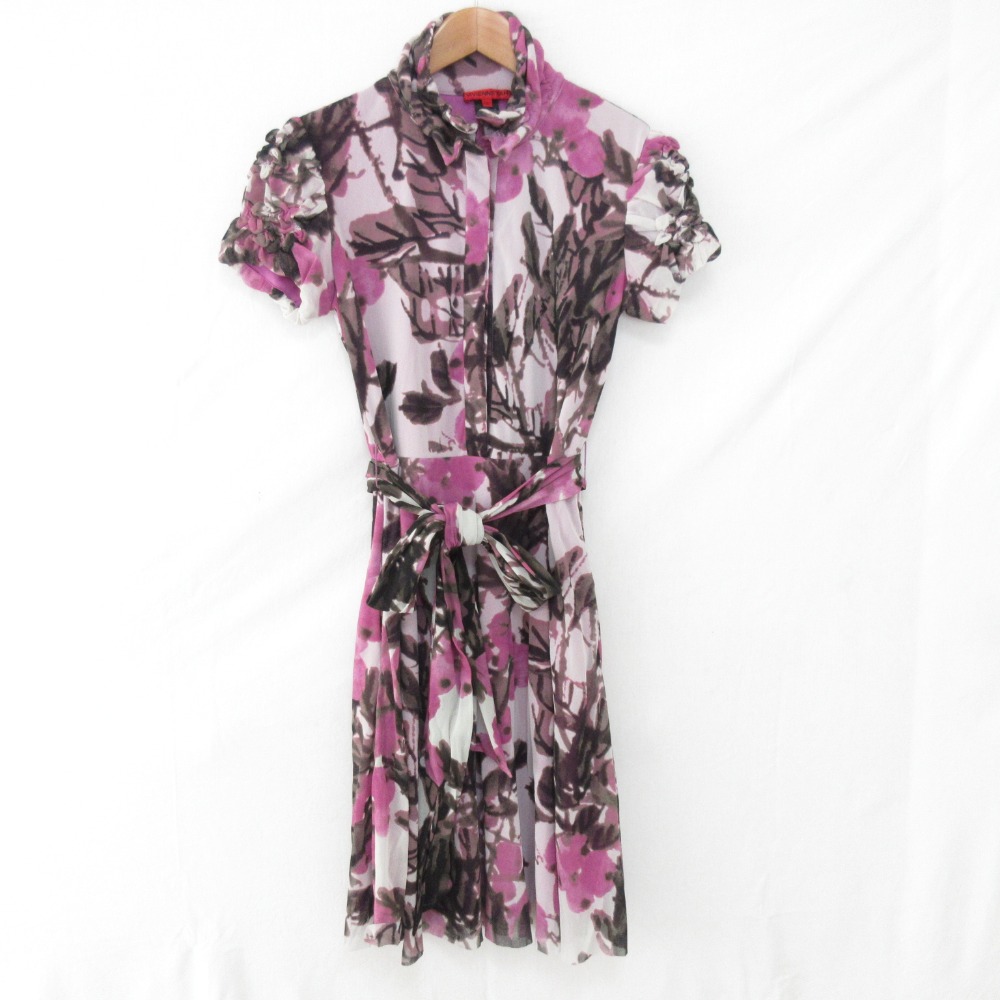【中古】美品 VIVIENNE TAM ヴィヴィアンタム パワーネット シャーリングスリーブ ウエストリボン ワンピース サイズ40 パープル レディース Luxs ブランド古着のリュクス