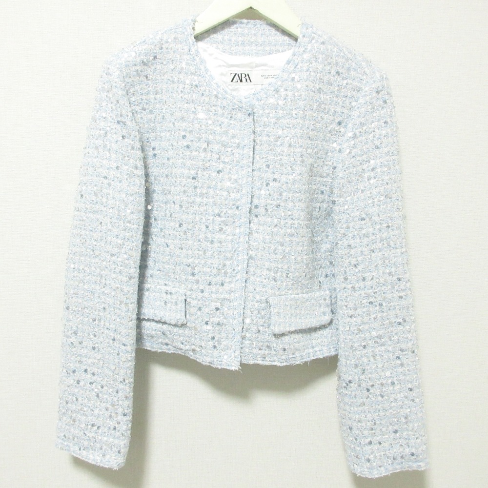 新品 タグ付き ZARA ホワイト ジャケット サイズ L ZARA - 新品タグ付きZARAポケット付きストレートカットブレザー