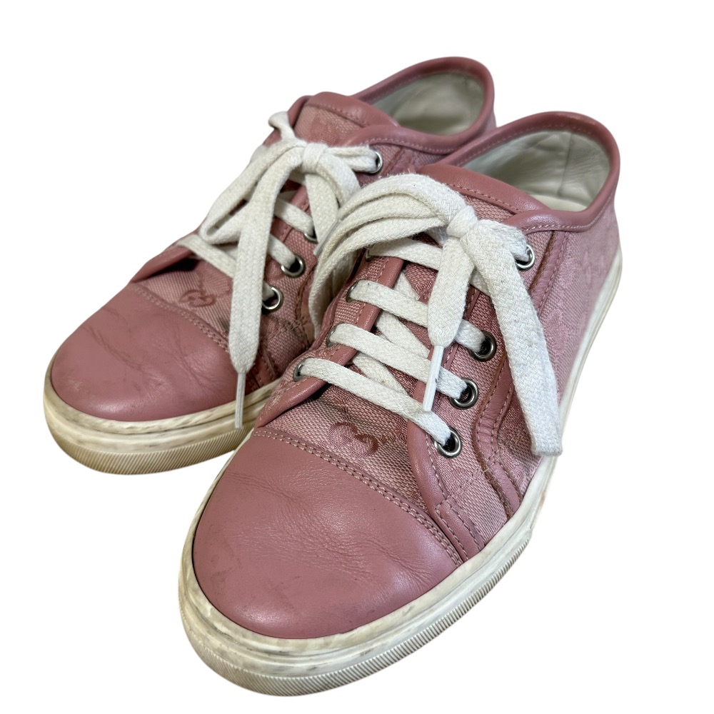 GUCCI グッチ スニーカー キャンバス GG ロゴ ピンク レザー GUCCI - 新品 グッチ GUCCI スニーカー エース ピンク 36の通販