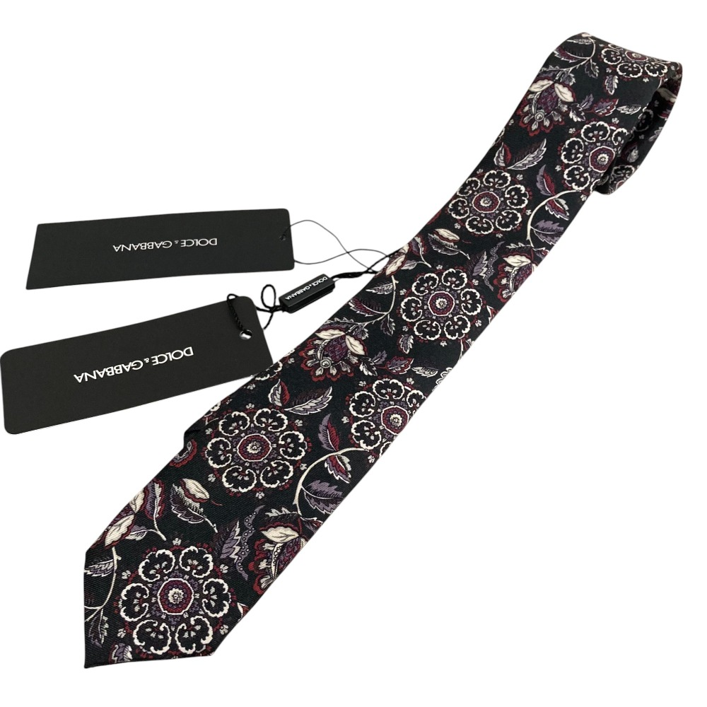 ✨ほぼ未使用✨ドルチェアンドガッパーナ ネクタイ ジャガード ブラック 美品✨D&G ネクタイ ドルチェアンドガッバーナ ロゴ ドルガバ