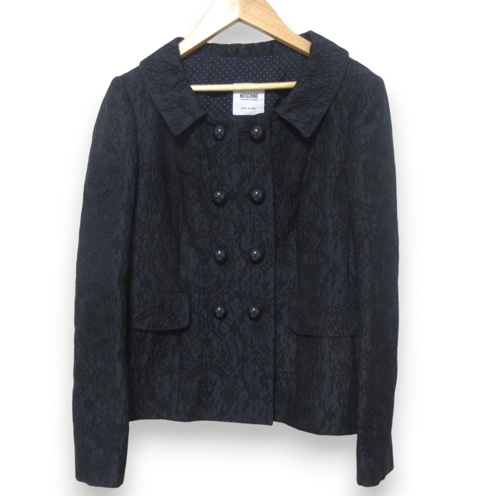 楽天市場】Moschino ウールテーラードジャケット M 黒 ストライプ