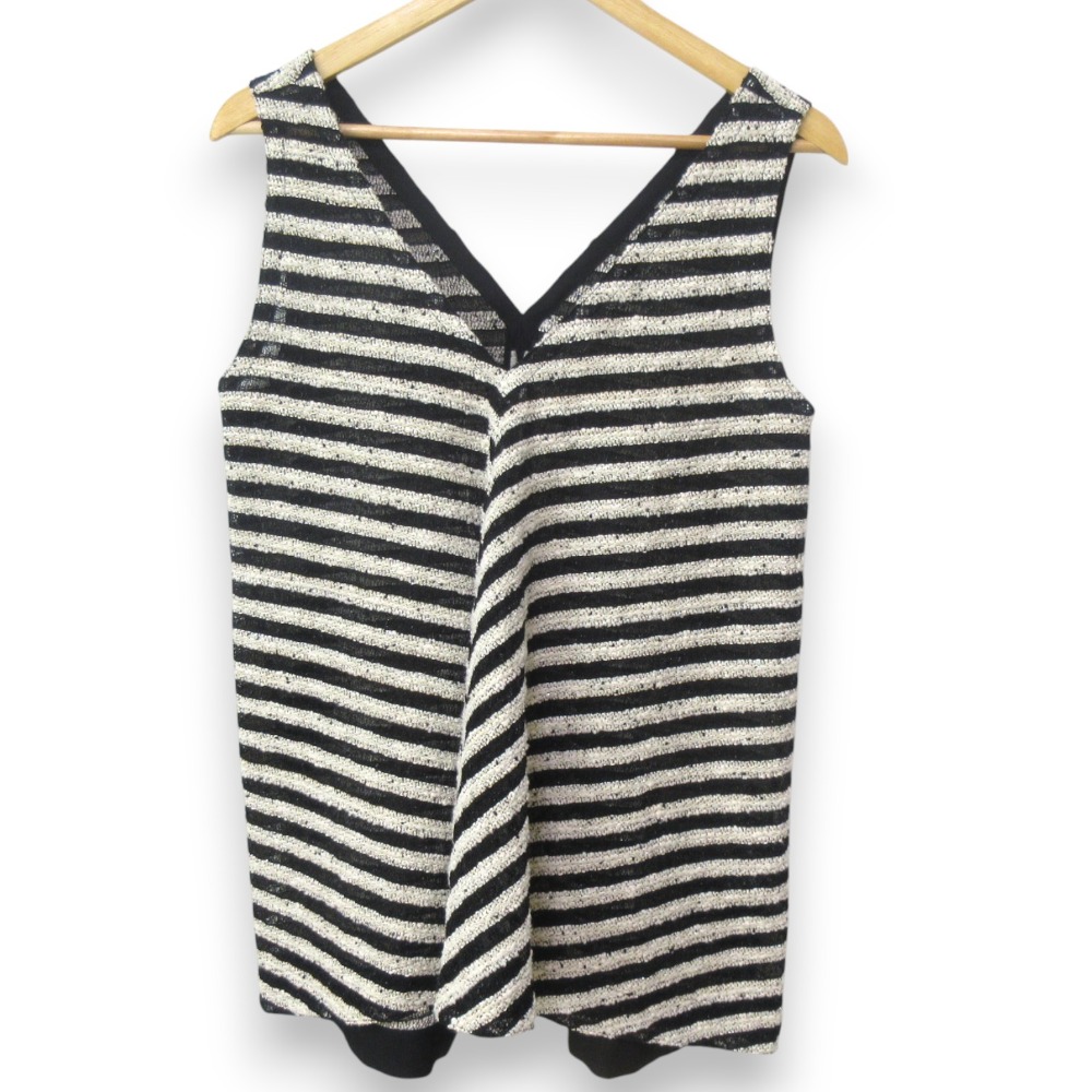 【中古】美品 24AW TOMORROWLAND .B トゥモローランド Roving Boarder V Neck Pullover ツイード ノースリーブ カットソー F ブラック レディース Luxs ブランド古着のリュクス
