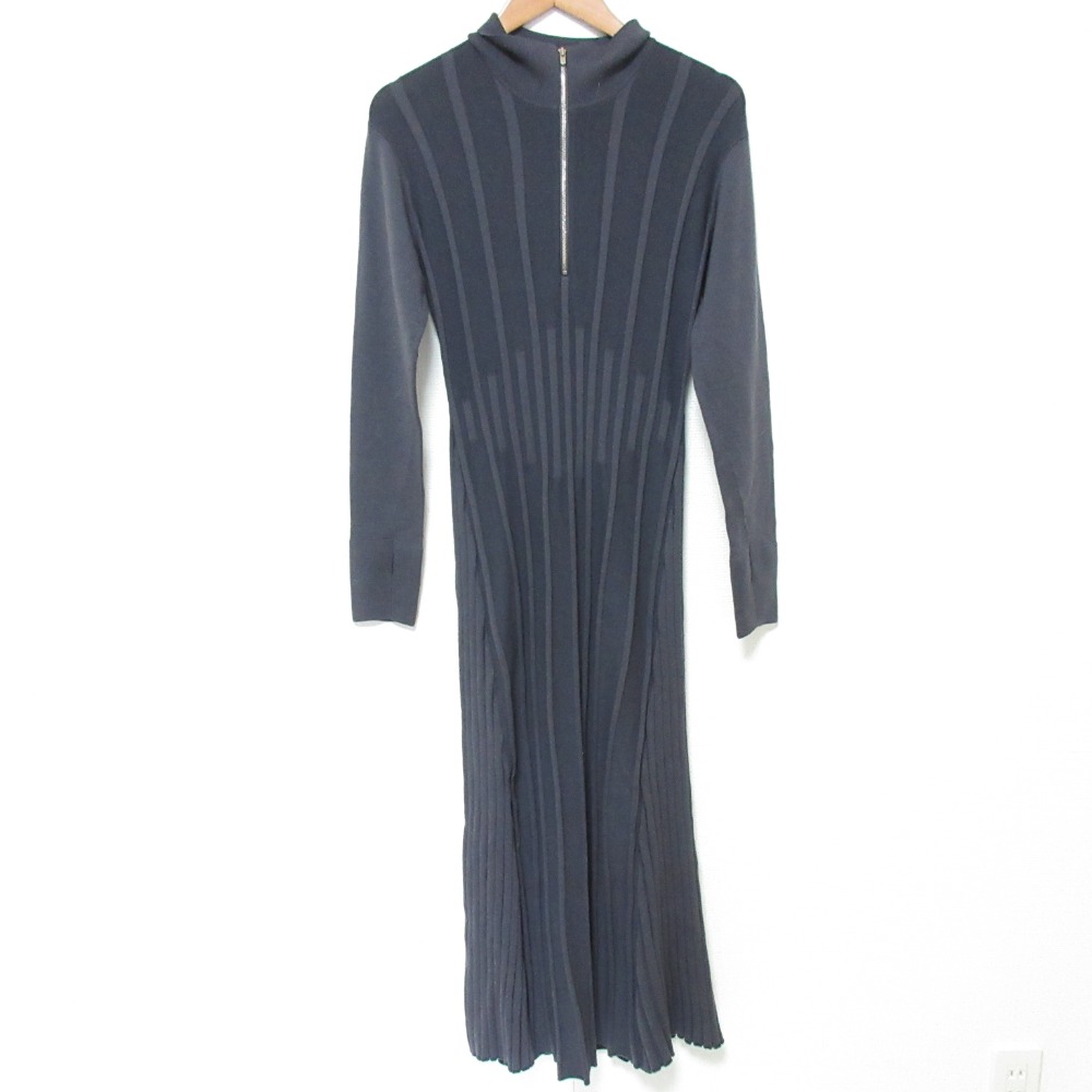 【中古】美品 24AW CINOH チノ STUDIOUS別注 ZIP KNIT DRESS 長袖 ワンピース サイズ36 ネイビー レディース Luxs ブランド古着のリュクス