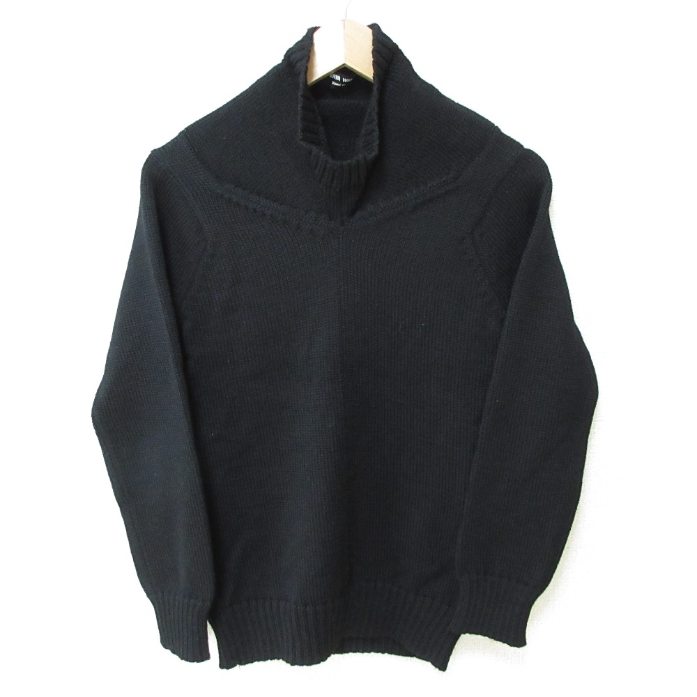 ジュンヤワタナベ JUNYA WATANABE COMME des GARCONS ニット セーター ドライバーズニット 変形 スタンドカラー 長袖 ジップアップ 黒 ジュンヤワタナベ JUNYA WATANABE COMME des GARCONS ニット