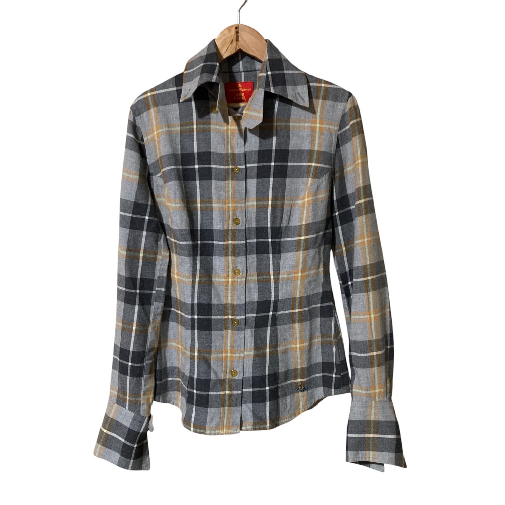 Vivienne Westwood ヴィヴィアンウエストウッドゴールドレーベル  長袖変形ブラウス  サイズ:10  ブラウン   オーブ チェック イギリス製 楽天市場】Vivienne Westwood ヴィヴィアンウエストウッド