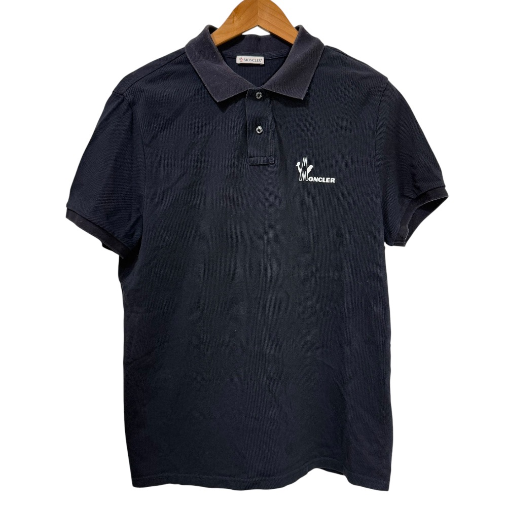 【中古】良品 MONCLER モンクレール MAGLIA POLO MANICA CORTA 半袖 鹿の子 ポロシャツ カットソー L ネイビー メンズ Luxs ブランド古着のリュクス