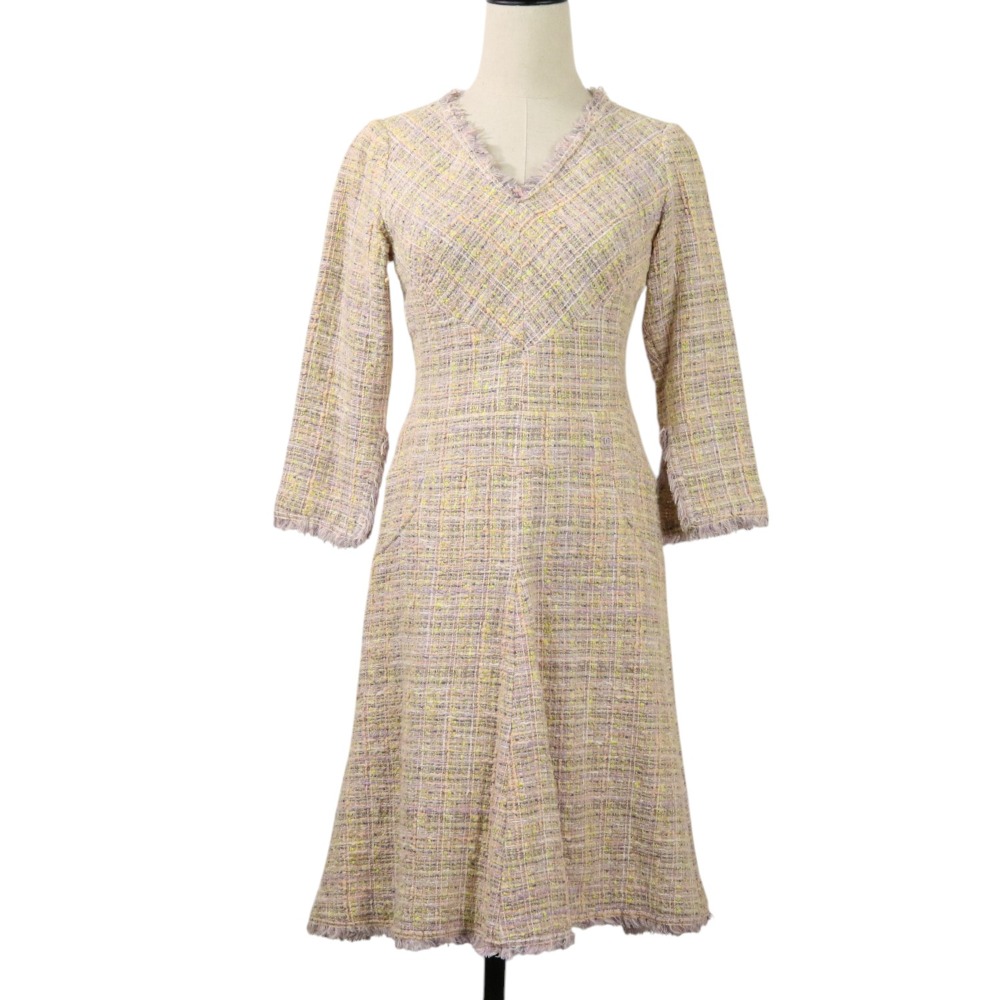 CHANEL 01Pツイードカメリアコサージュ付ジレ 36美品 CHANEL 01P