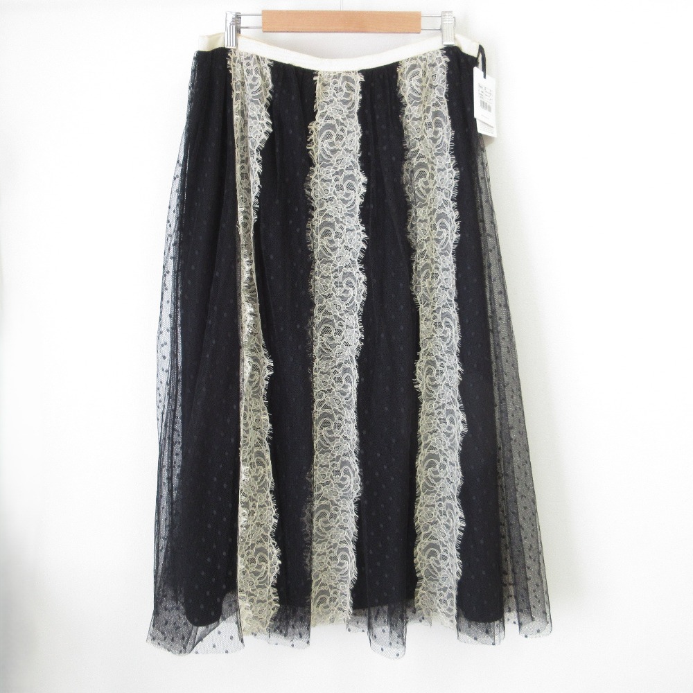 RED VALENTINO チュールレース ロングフレアスカート ブラック RED VALENTINO レッドヴァレンチノ VR0RA01N5SU ﾌﾞﾗｯｸ ﾚｰｽ ﾁｭｰﾙ