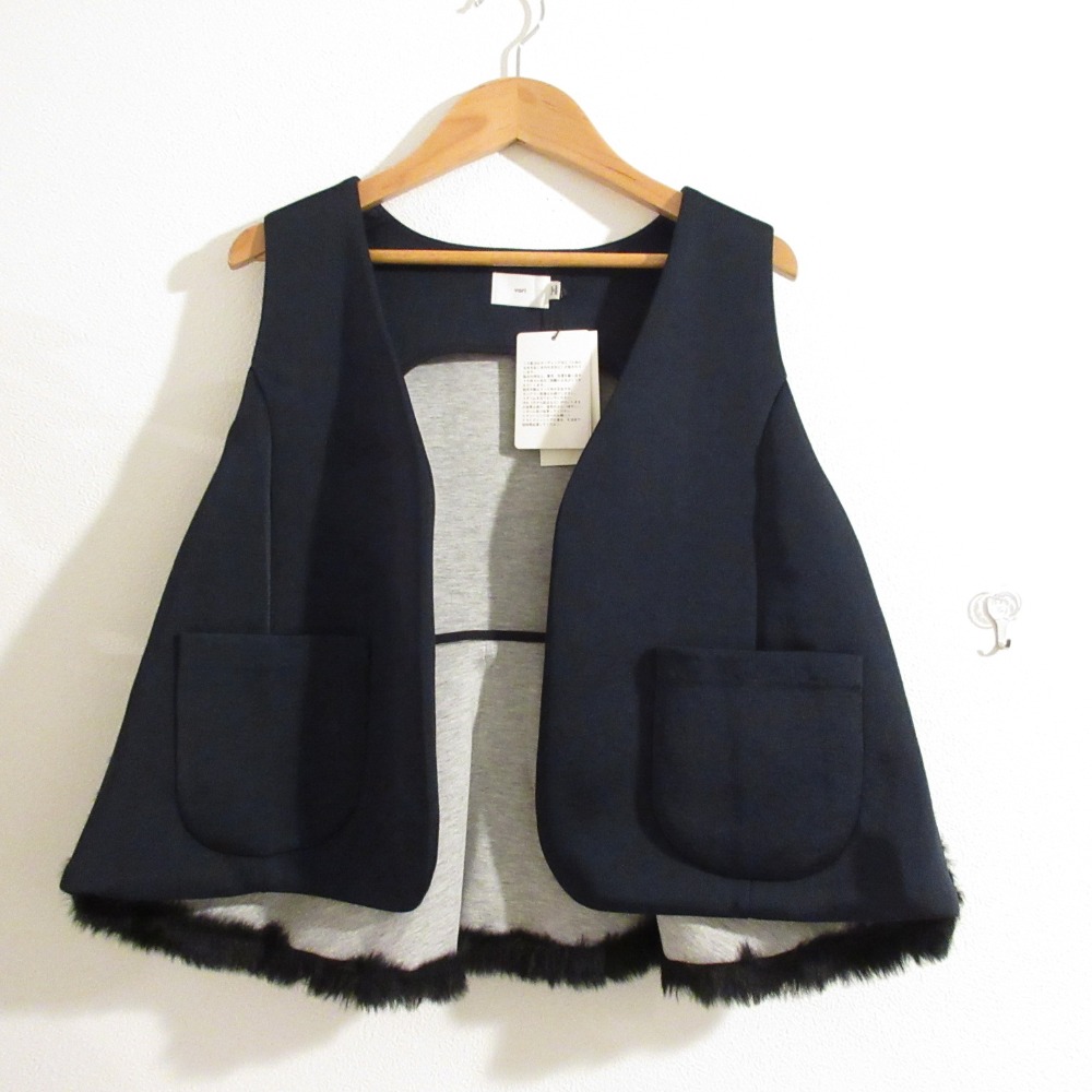 ANAYI - 美品 24SS ANAYI アナイ デニムライクポケットジレ フリンジヘム ショート丈 ベスト 10241710210 36 インディゴ レディース 古着 中古 USED ANAYI 美品 24SS アナイ デニムライクポケットジレ フリンジヘム