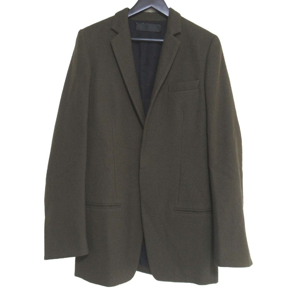 【中古】美品 HAIDER ACKERMANN ハイダーアッカーマン ウール シングル 比翼 テーラードジャケット 36サイズ カーキ メンズ Luxs ブランド古着のリュクス