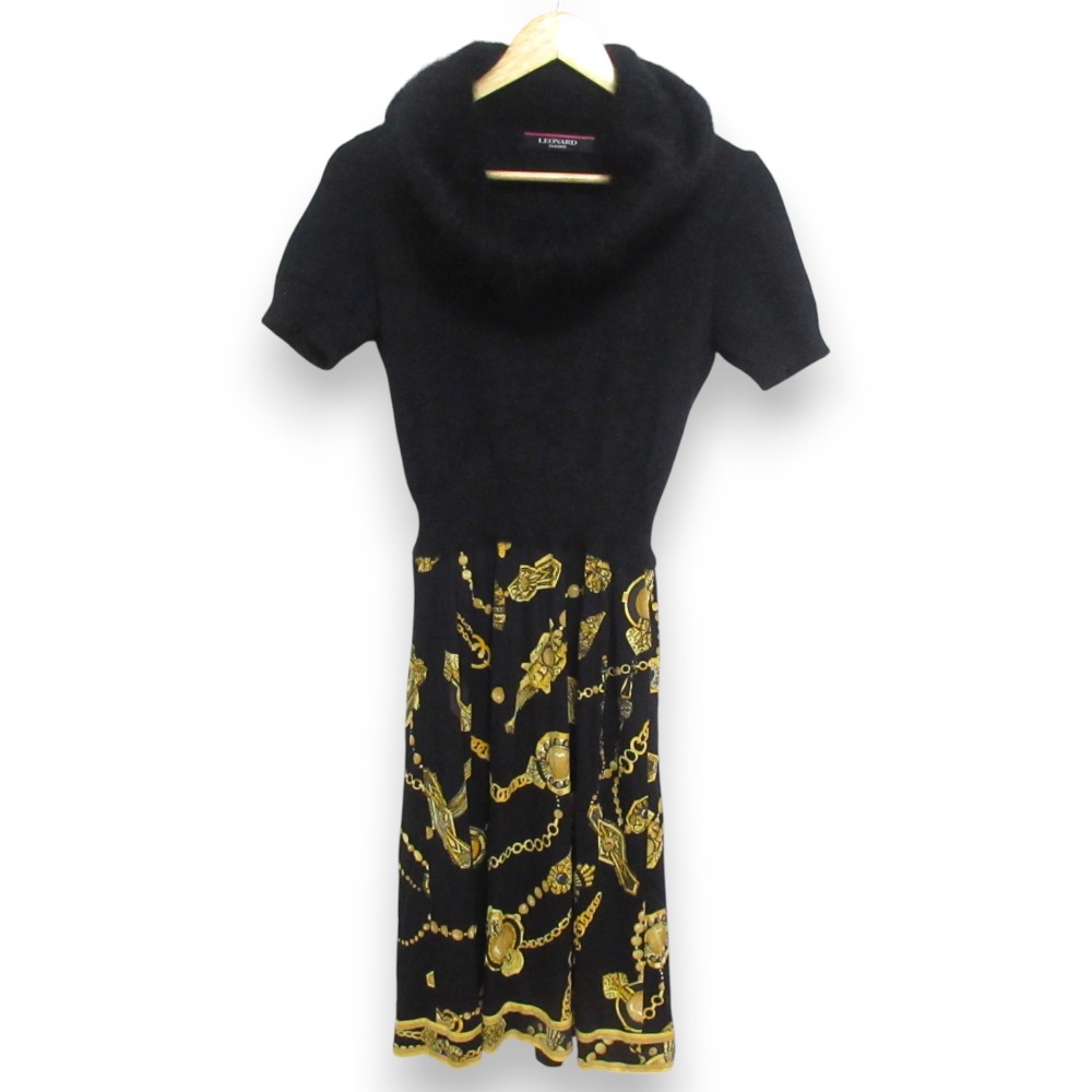 美品♡レオナール カシュクール ワンピース フラワープリント トリム 黒 38 楽天市場】【中古】美品 LEONARD PARIS レオナール フラワープリント