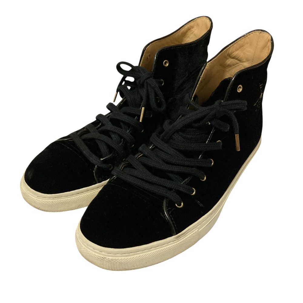 【中古】美品 CHARLOTTE OLYMPIA シャーロットオリンピア キティ 猫モチーフ ベロア ベルベット ハイカット スニーカー 38 24.5cm ブラック レディース Luxs ブランド古着のリュクス画像