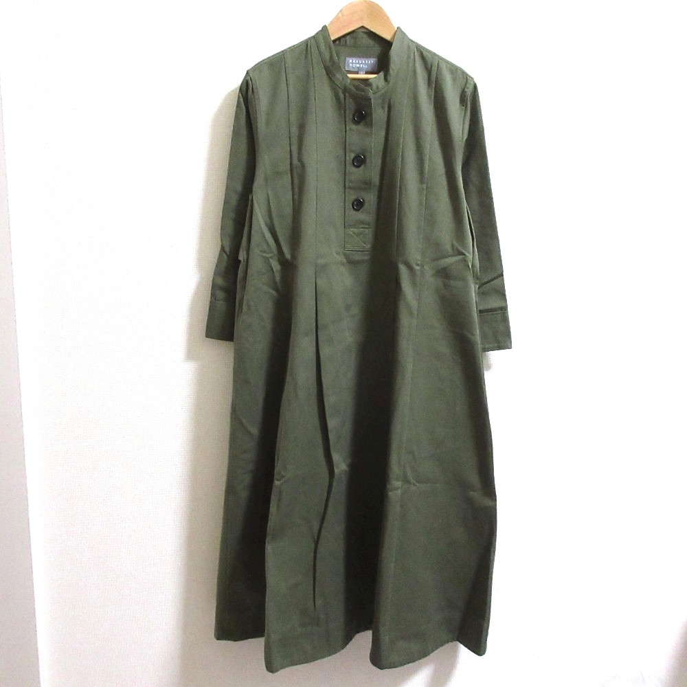 4682【美品】マーガレットハウエル　長袖ワンピース　S カーキ 4682【美品】マーガレットハウエル 長袖ワンピース S カーキ