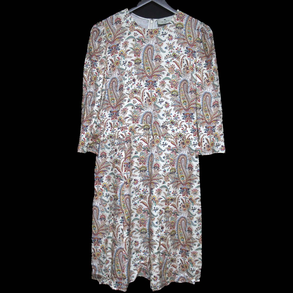 美品✨ETRO エトロ ペイズリー柄 七分袖 ワンピース 42 ETRO エトロ 七分袖ワンピース サイズ38 マルチカラー