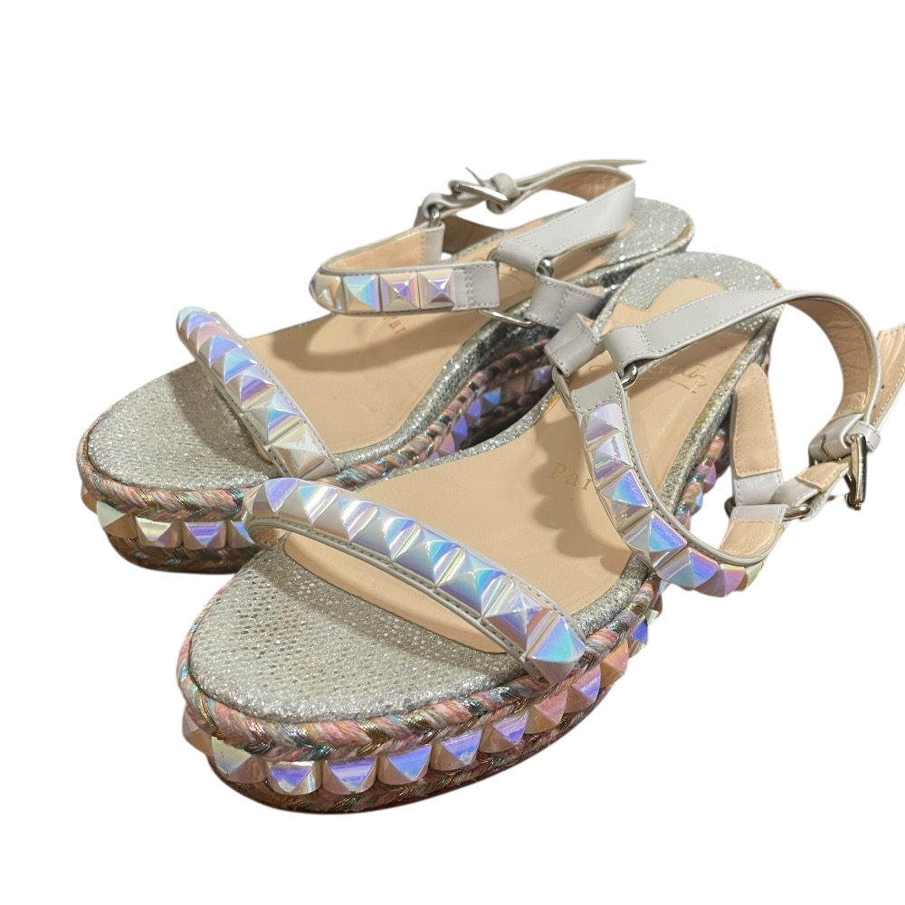 【中古】良品 Christian Louboutin クリスチャンルブタン カタクロウ スタッズ ウェッジソール サンダル 34 21cm相当 マルチカラー レディース Luxs ブランド古着のリュクス
