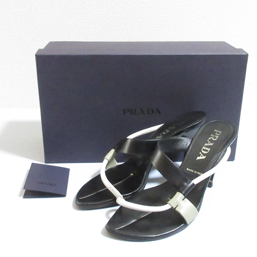 ⭐️aya PRADA ブラックレザー ミュール 38 楽天市場】プラダ PRADA パデッドナッパレザー トライアングル