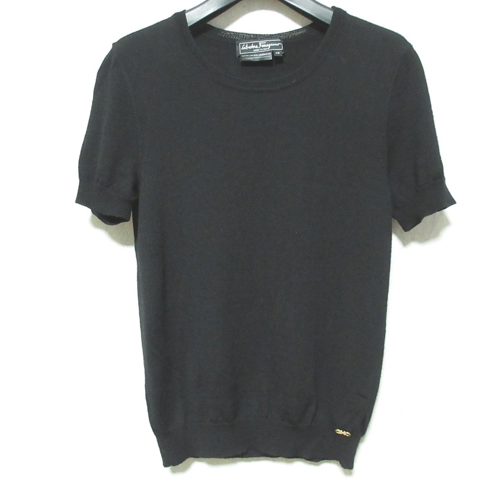 Ferragamo サルヴァトーレフェラガモ　リブニット　半袖ニット　ガンチーニ Ferragamo サルヴァトーレフェラガモ リブニット 半袖ニット ガンチーニ