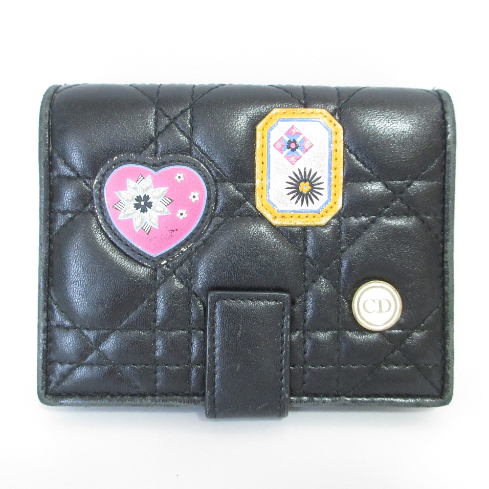 【可愛いコンパクト財布】DIOR 二つ折り ウォレット DIOR】ディオール カナージュ 2つ折り コンパクト財布 ロゴ