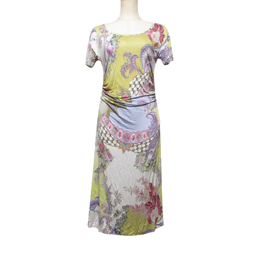 エトロブラウン、パープル、グリーン、ホワイトのペイズリープリントワンピース 楽天市場】【中古】 超美品 エトロ ETRO 現行タグ レーヨン