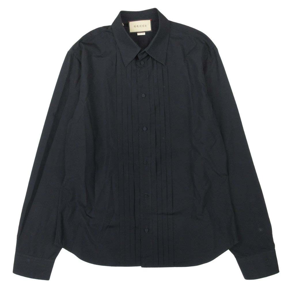 GUCCI グッチ GGロゴチェーン シルクシャツドレス GUCCI】 シルク チェーン 長袖 ドレスシャツ 送料関税込 茶 黒