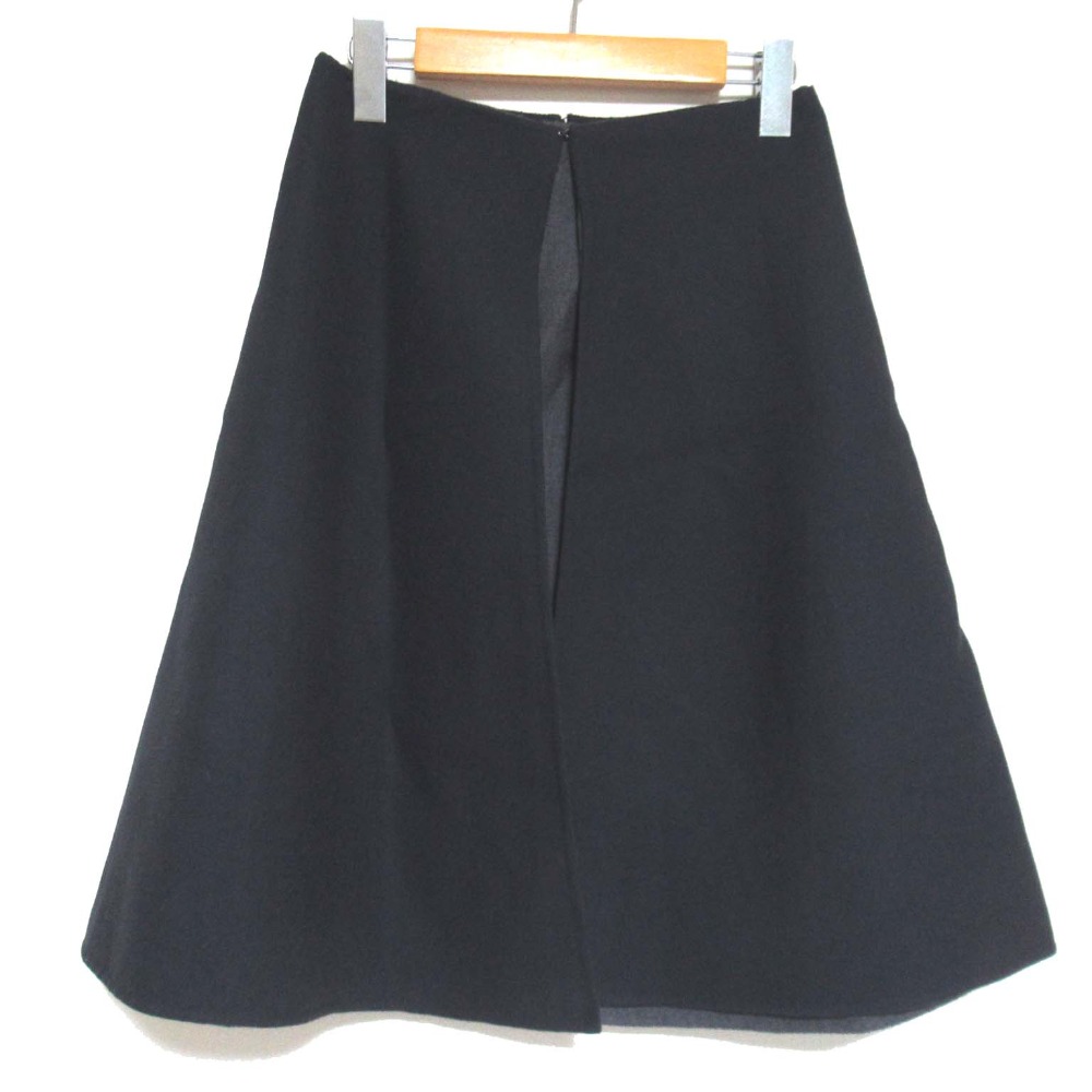 【中古】美品 Christian Dior クリスチャンディオール ラフシモンズ期 オープンフロント リバーシブル ウール スカート F34 ネイビー グレー レディース Luxs ブランド古着のリュクス