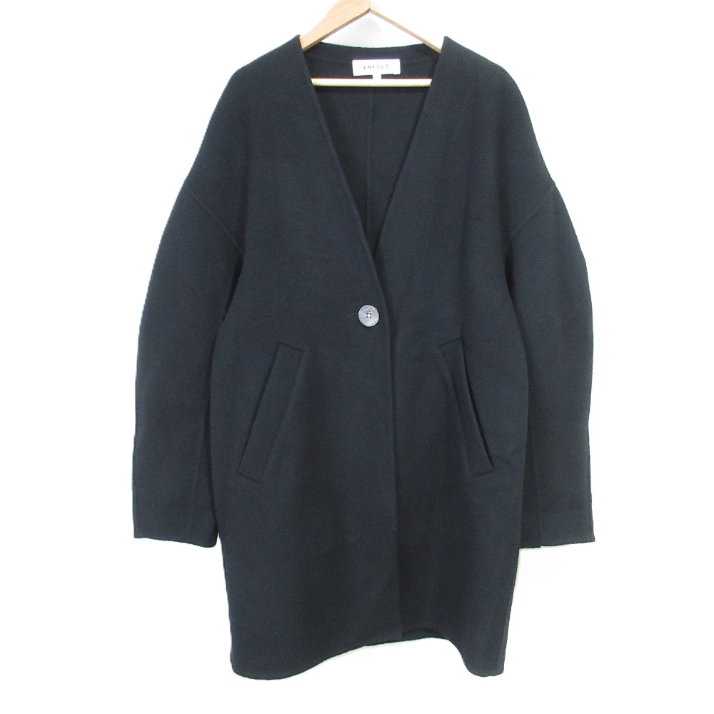 楽天市場】ENFOLD ウール リバー ノーカラーコート 38 グレー