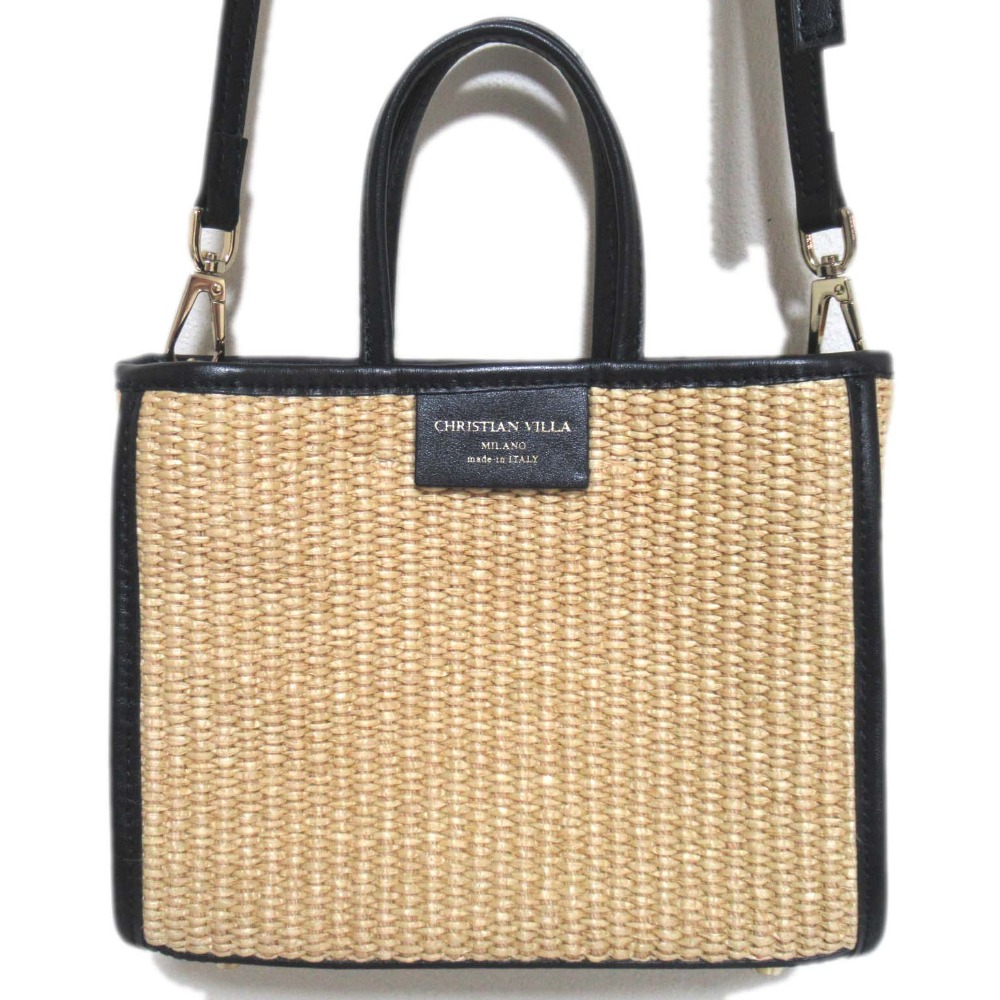 【美品】CHRISTIAN VILLA ラフィアコンビスクエア 2way バケツ 楽天市場】CHRISTIAN VILLA クリスチャン ヴィラ ラフィア レザー