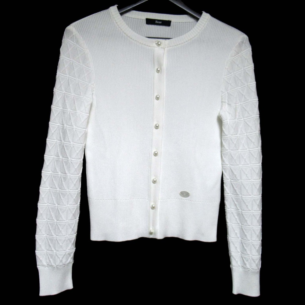 楽天市場】【ルネ】Rene 23年 パールボタン 長袖 ウール ニット