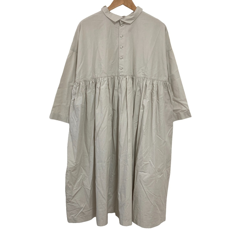 【中古】良品 nest Robe ネストローブ コットンギャザーロングワンピース サイズF ライトグレー レディース Luxs ブランド古着のリュクス