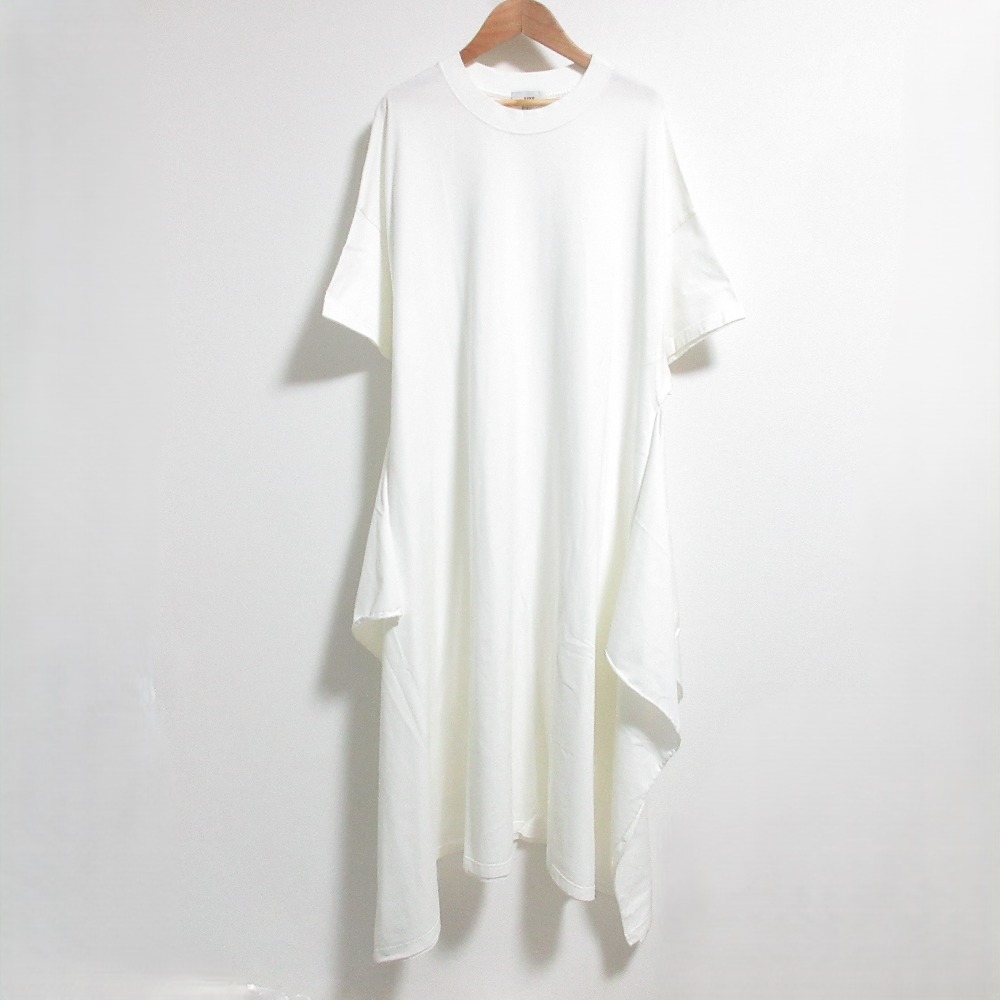 【中古】美品 HYKE ハイク ハーフスリーブ 七分袖 コットンビッグフィット 変形ワンピース 201-12262 1サイズ ホワイト レディース Luxs ブランド古着のリュクス
