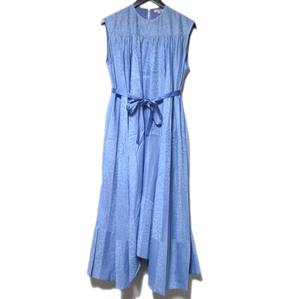 【中古】良品 BLAMINK ブラミンク M C/S FLARE OP レオパード柄 シルクブレンド ノースリーブ ロング丈 ワンピース 7926-230-0199 36 ブルー レディース Luxs ブランド古着のリュクス