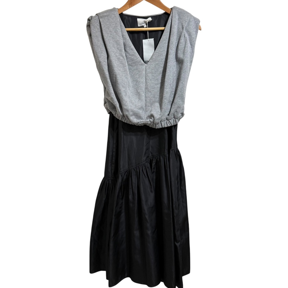 【中古】新品同様 3.1 Phillip Lim 3.1フィリップリム sl french terry combo dress ロング丈 ドッキングワンピース サイズ0 ブラック×グレー レディース Luxs ブランド古着のリュクス