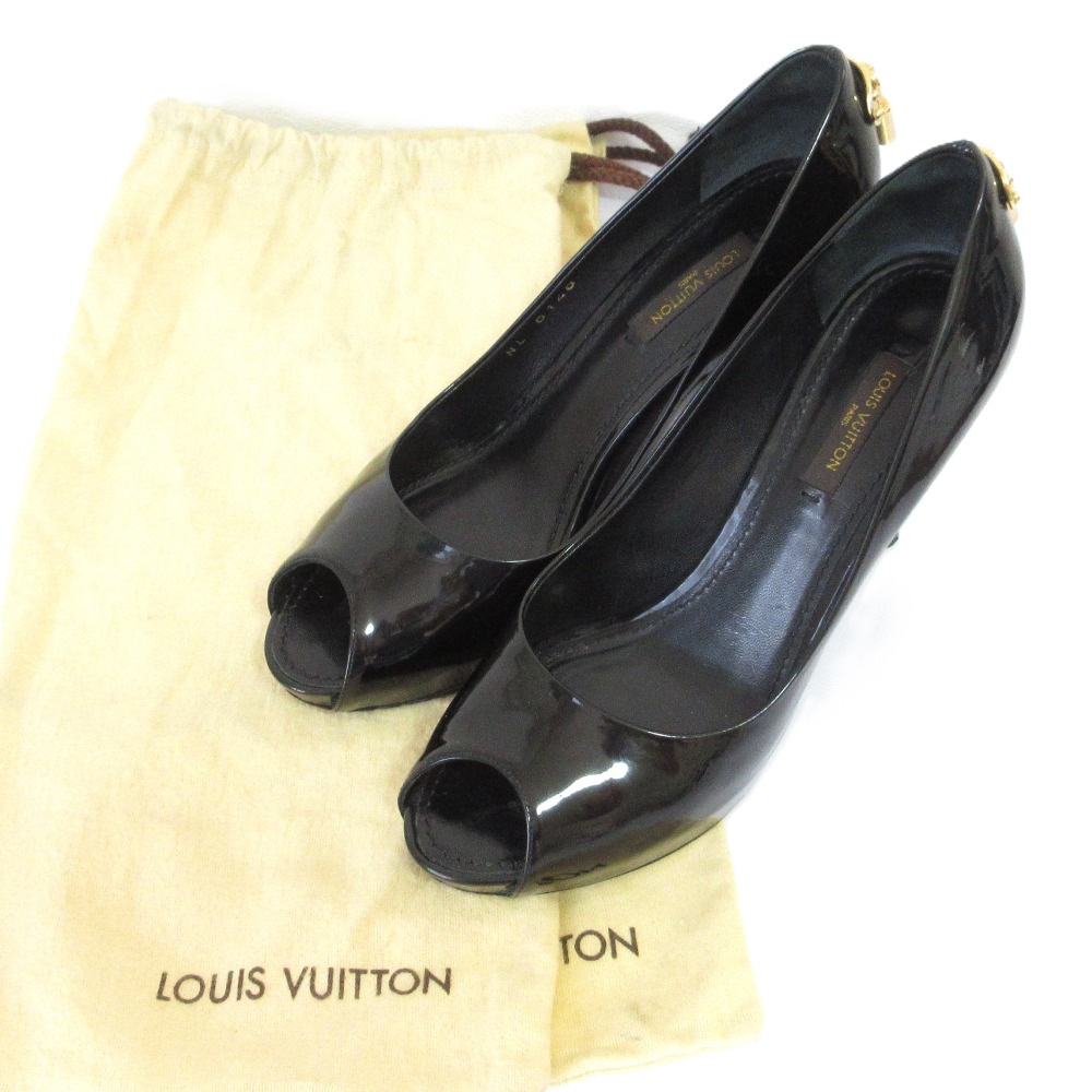 LOUIS VUITTON ブラックオープントゥハイヒール 楽天市場】【8/1 P2倍】【本物保証】 箱付 超美品 ルイヴィトン