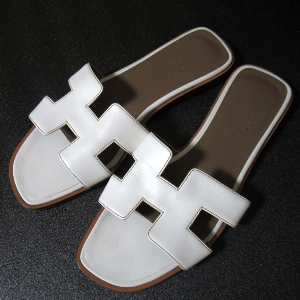 HERMES エルメス サンダル レディース サイズ36 オラン 白 レザー