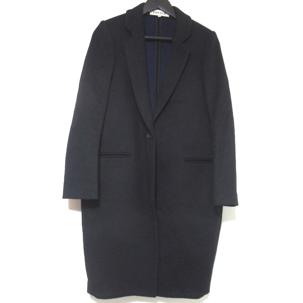 ENFOLD エンフォルド チェスターコート ロング丈 コクーン 黒 38 M ENFOLD エンフォルド レディース チェスターコート サイズ：38(M