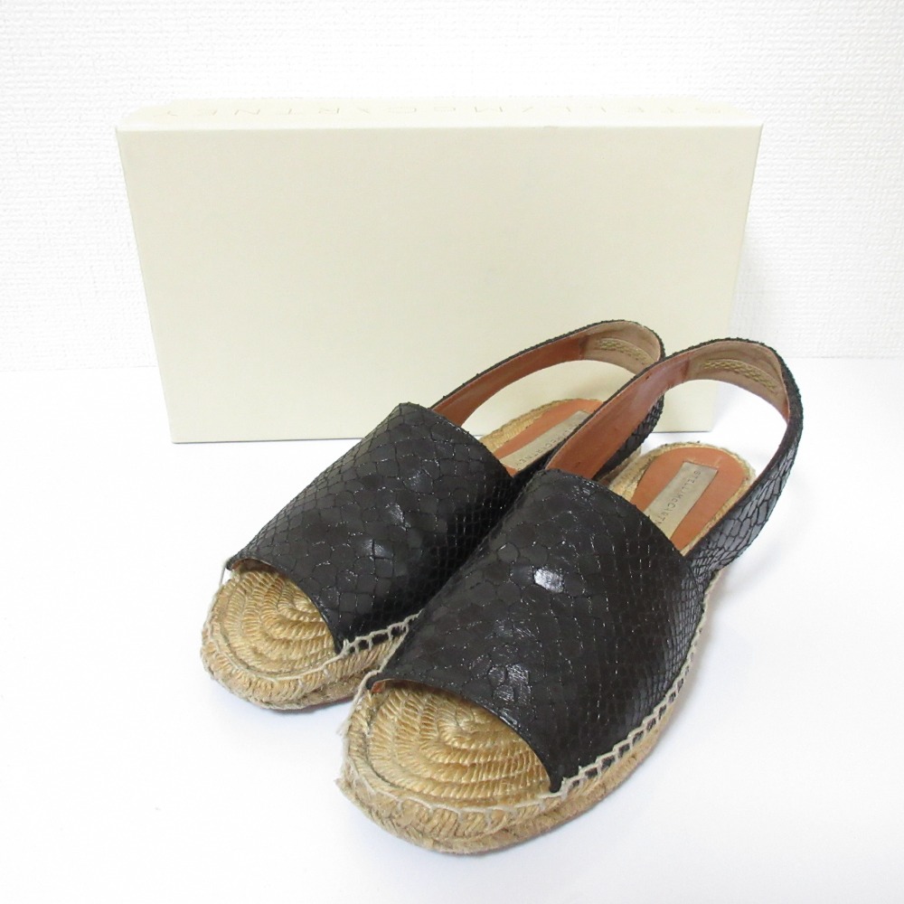 【中古】良品 STELLA McCARTNEY ステラマッカートニー ジュート スリッポン サンダル サイズ38 約24.5cm ブラック レディース Luxs ブランド古着のリュクス