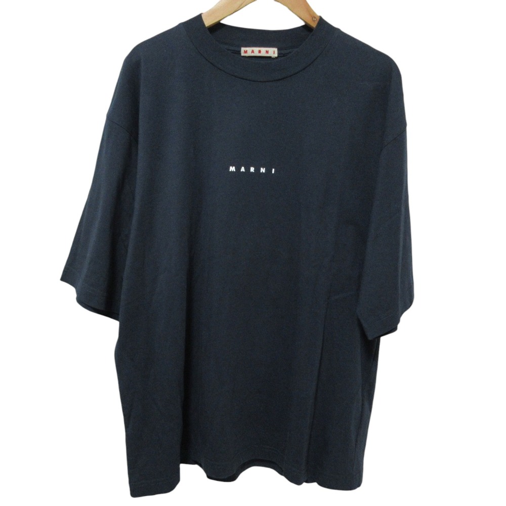 【中古】良品 22SS MARNI マルニ ロゴプリントTシャツ カットソー 40 ネイビー レディース Luxs ブランド古着のリュクス