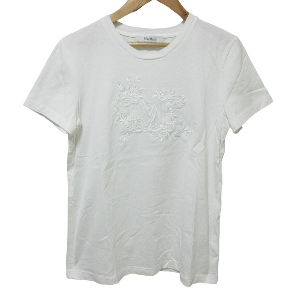 【中古】良品 23SS Max Mara マックスマーラ SACHA EMBROIDERED T-SHIRT 半袖 Tシャツ カットソー S ホワイト レディース Luxs ブランド古着のリュクス