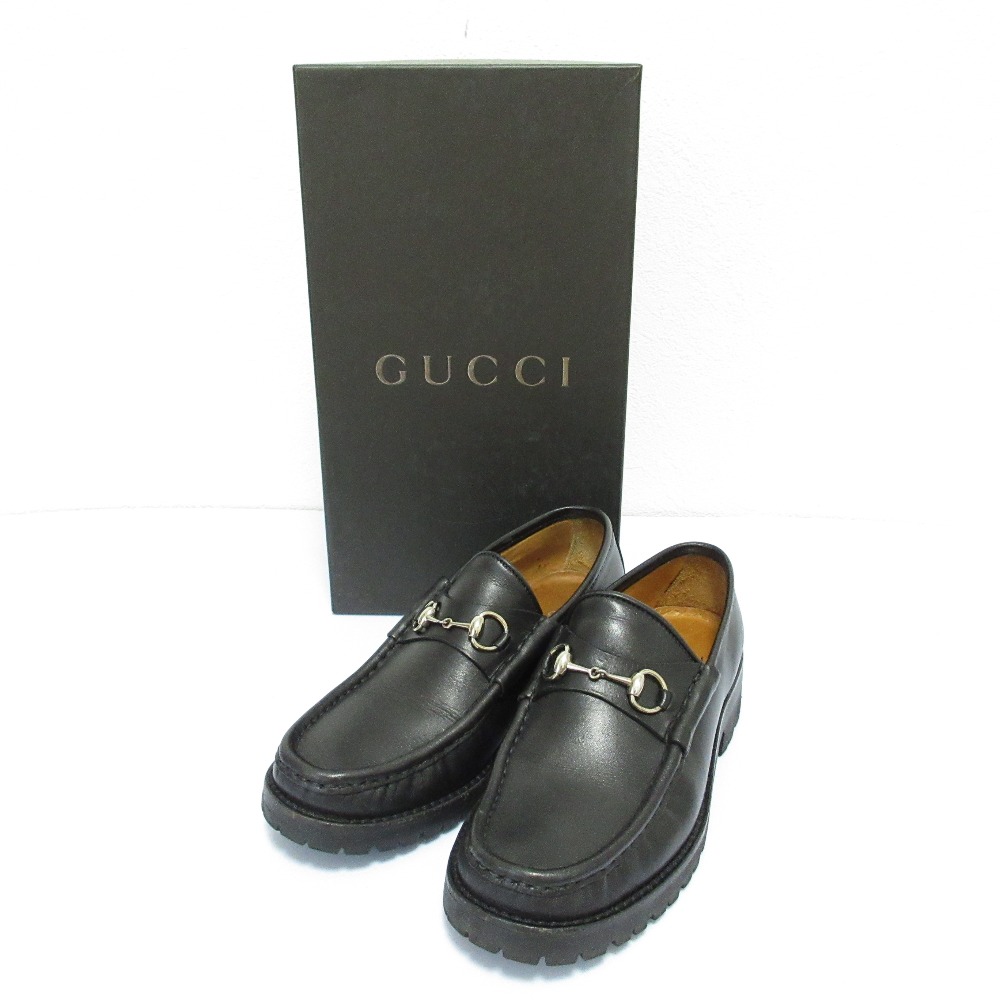 グッチ　ローファー　ホースビット　スクエアトゥ　ブラック　6　レザー Gucci ホースビット スクエアトゥ ローファー | ブラック