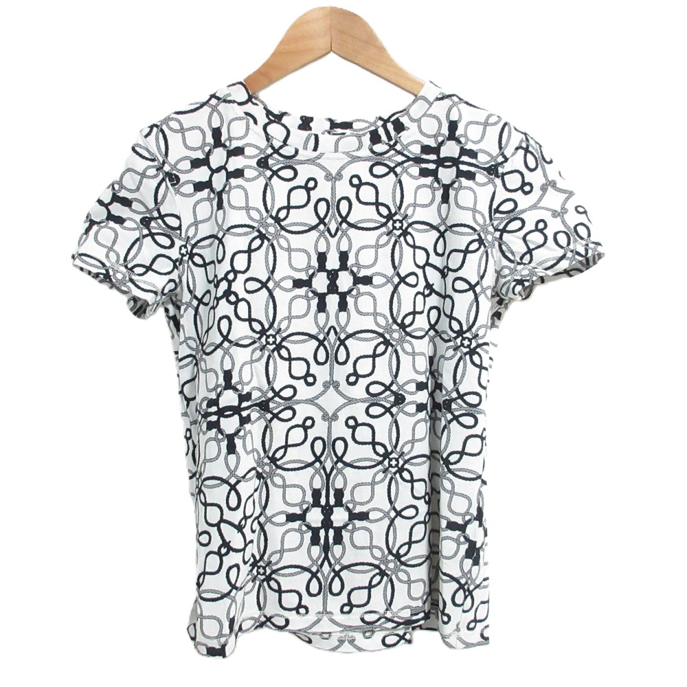 【中古】良品 HERMES エルメス コルドリエールプリント ショートスリーブ マイクロ Tシャツ サイズ38 ホワイト レディース Luxs ブランド古着のリュクス