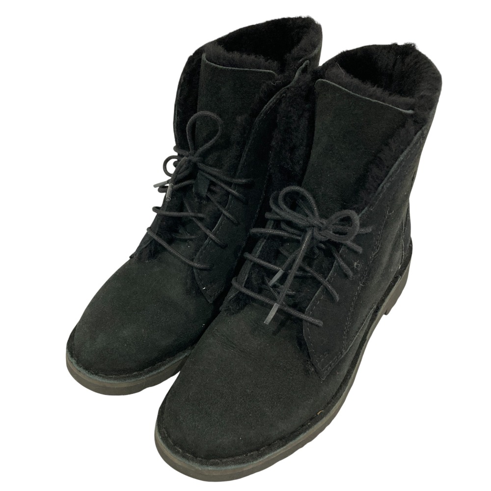 【中古】美品 UGG アグ W QUINCY レースアップ ムートンブーツ USA6 サイズ23cm ブラック レディース Luxs ブランド古着のリュクス