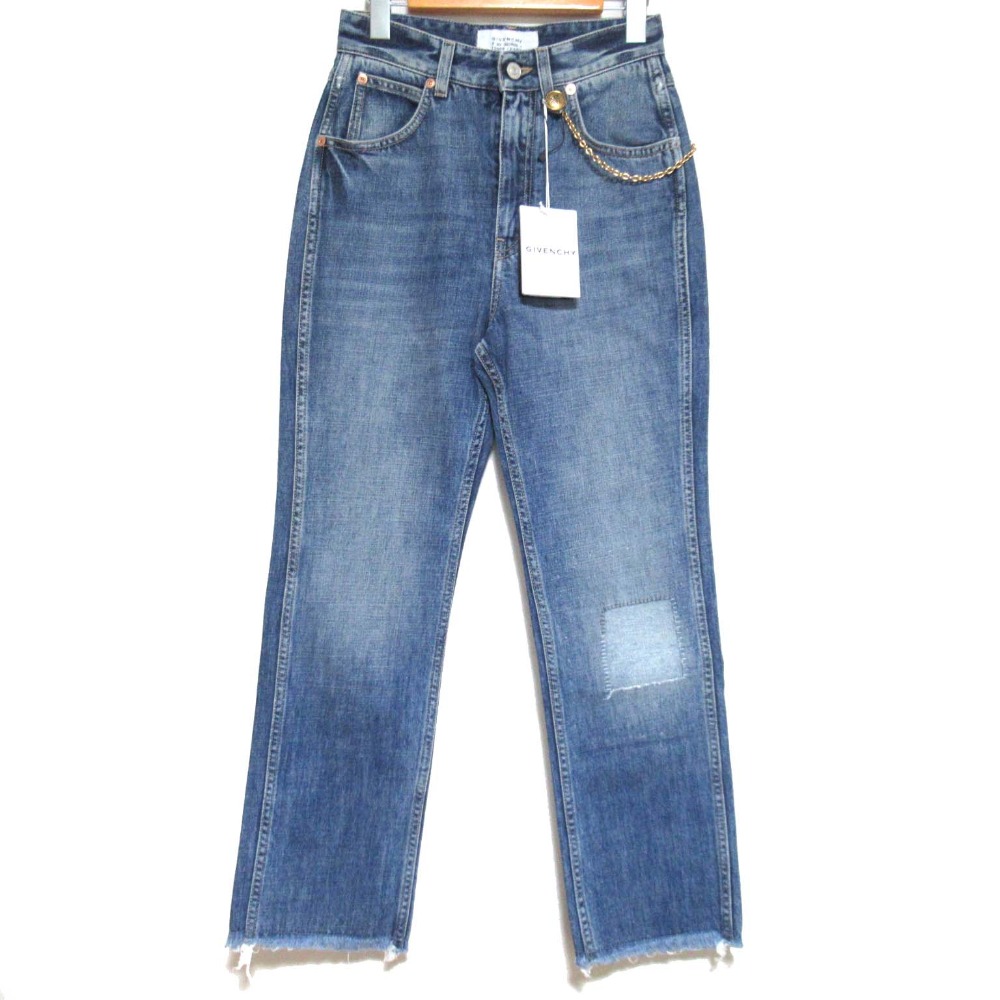 【中古】未使用 GIVENCHY ジバンシー ジバンシィ Chain Detail Straight-leg Cropped Jeans クロップド デニムパンツ BW50NG50LD W24 インディゴ レディース Luxs ブランド古着のリュクス