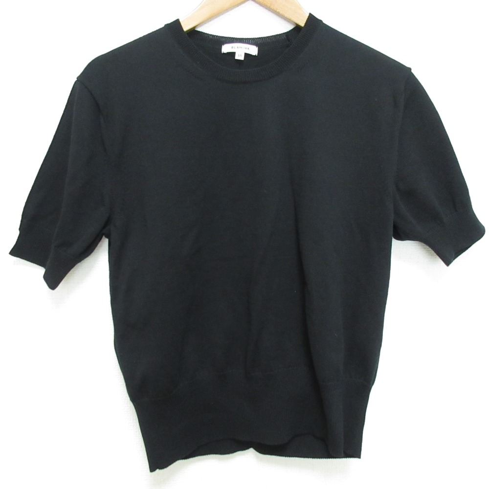 【中古】美品 BLAMINK ブラミンク ショートスリーブ クルーネック ニットカットソー 7918-230-0088 サイズ36 ブラック レディース Luxs ブランド古着のリュクス