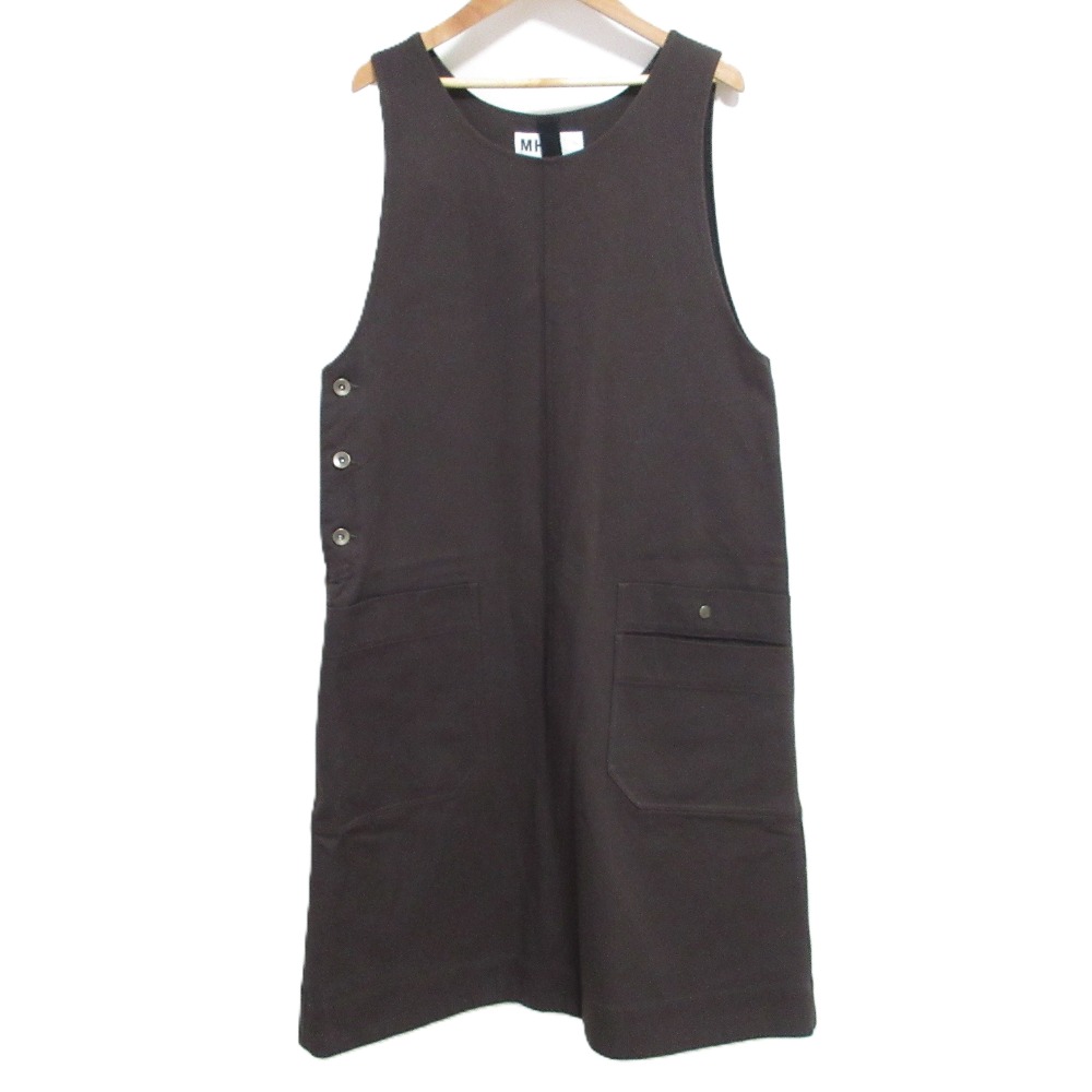 【中古】良品 24SS MHL. マーガレットハウエル SOFT COTTON DRILL エプロンワンピース ジャンパースカート サイズ1 ブラウン レディース Luxs ブランド古着のリュクス