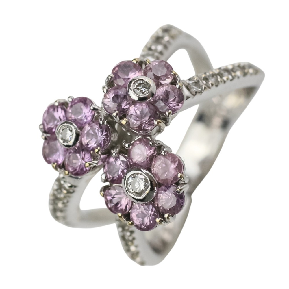 【中古】良品 Ponte Vecchio ポンテヴェキオ K18WG ピンクサファイア1.17ct ダイヤモンド0.27ct リング 指輪 12号 ホワイトゴールド レディース Luxs ブランド古着のリュクス｜Luxs（ブランド古着のリュクス）