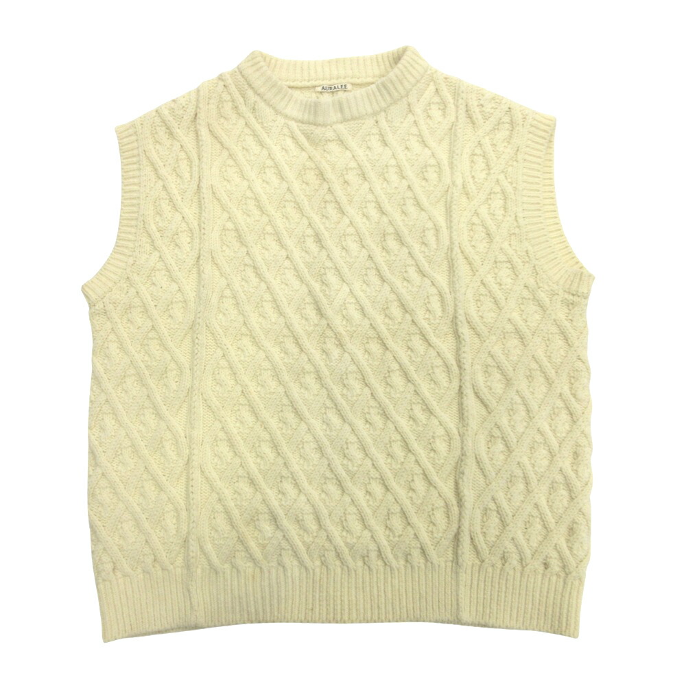 楽天市場】【中古】AURALEE HARD TWIST MERINO ARAN KNIT VEST