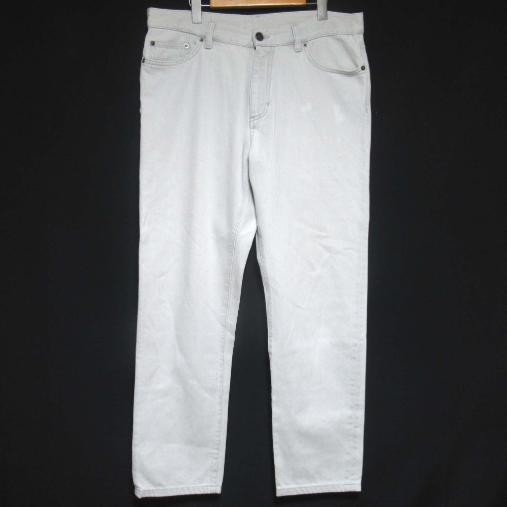 【中古】良品 ZEGNA ゼニア スリムフィット レザーパッチ デニムパンツ ジーンズ サイズ35 ライトグレー メンズ Luxs ブランド古着のリュクス