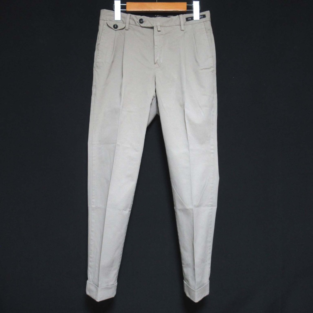 【中古】美品 PT01 ピーティーゼロウーノ ビームスF別注 ジェントルマンフィット ツータック ストレッチ チノパンツ サイズ44 ベージュ メンズ Luxs ブランド古着のリュクス