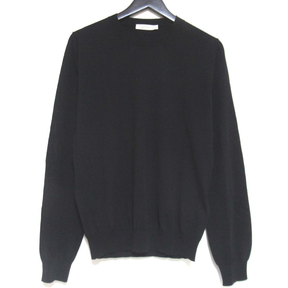 【中古】美品 24AW VALENTINO ヴァレンティノ 長袖 ハイゲージ ニット セーター Mサイズ 185/96A ブラック メンズ Luxs ブランド古着のリュクス