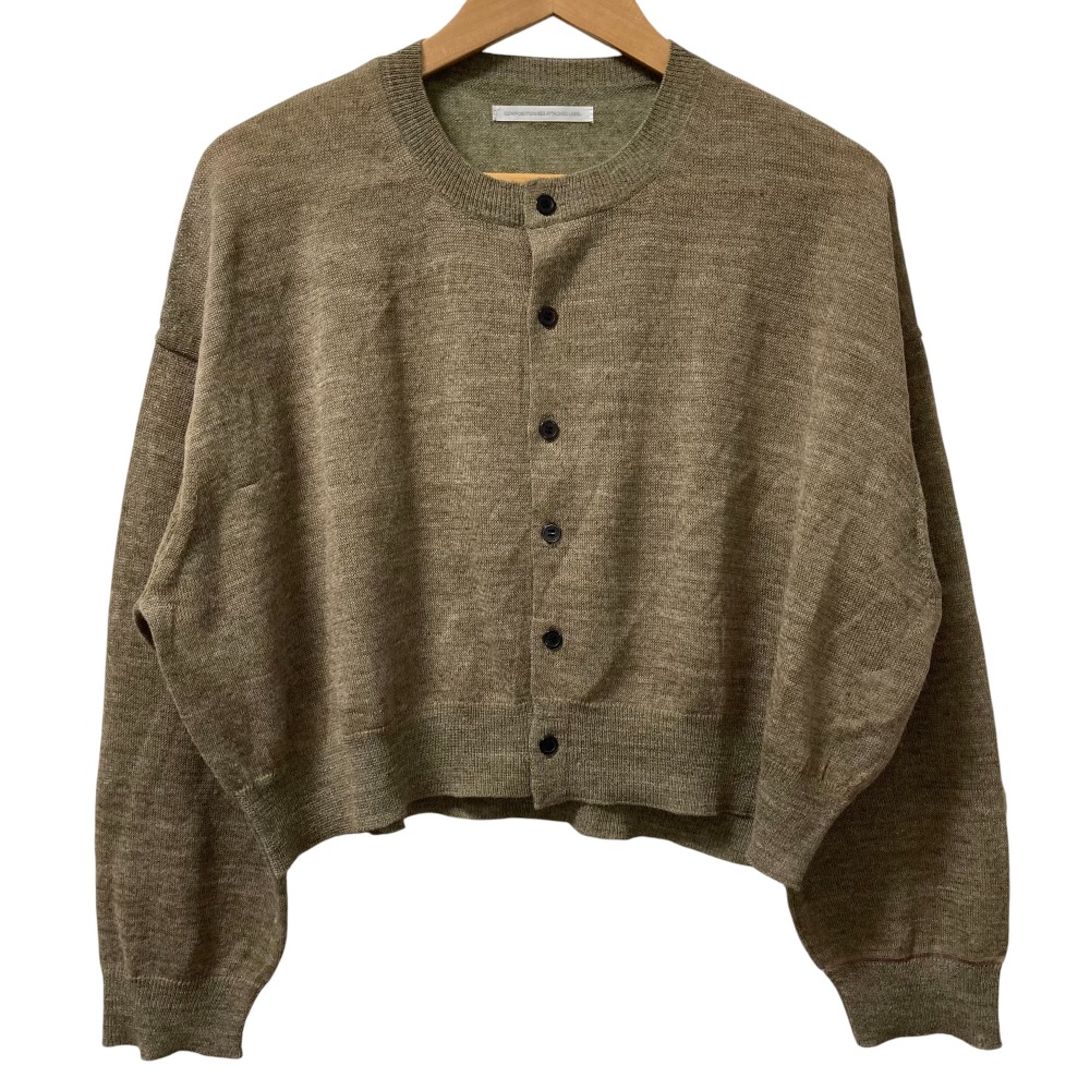 【中古】美品 25SS Y’s ワイズ ヨウジヤマモト PLATING JERSEY SHEER LONG SLEEVE CARDIGAN ニットカーディガン YP-K93-583 サイズ2 カーキ レディース Luxs ブランド古着のリュクス